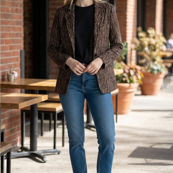 Armani Collezioni Black and Brown Textured Blazer - Picture 7 of 7